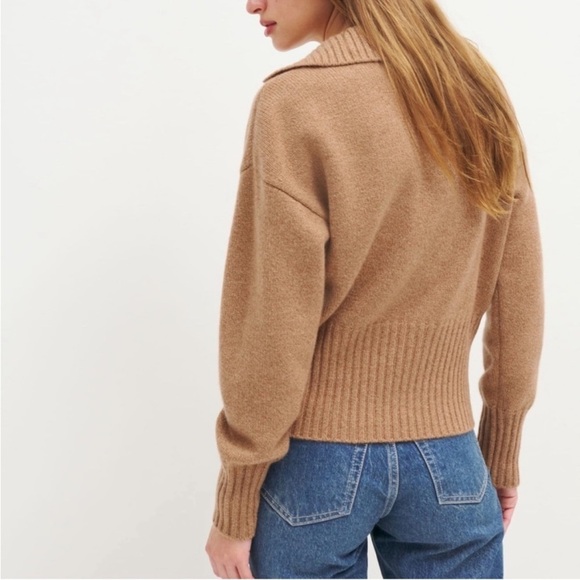 Reformation Beckie Cashmere Collared Sweater in Panko Brown - Picture 11 of 11